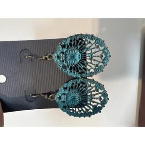 Vintage Turquoise Filigree Earrings (SR1005)